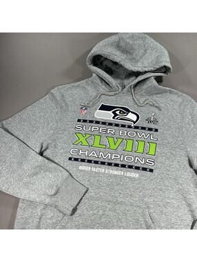 2014 Nike Seattle Seahawks SUPER BOWL XLVIII Champions Gray Hoodie Sweatshirt XL